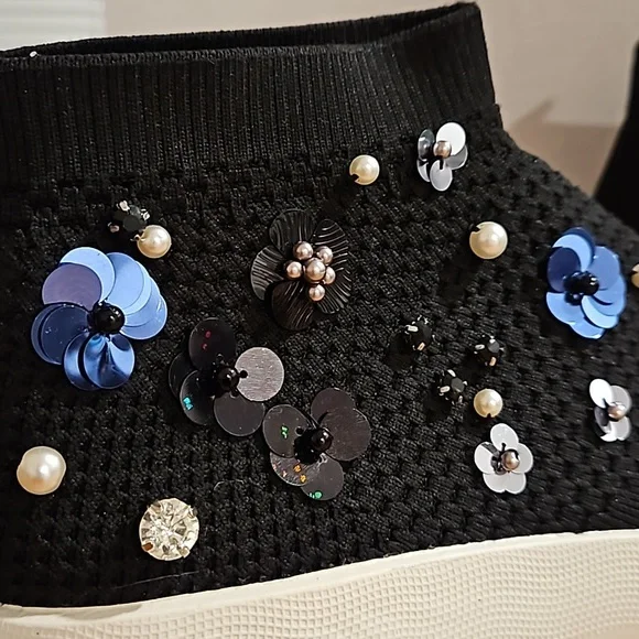 Zara Woman sequin beaded rhinestone embellished shoes sz.9.5 slip on NWOT - Picture 2 of 11